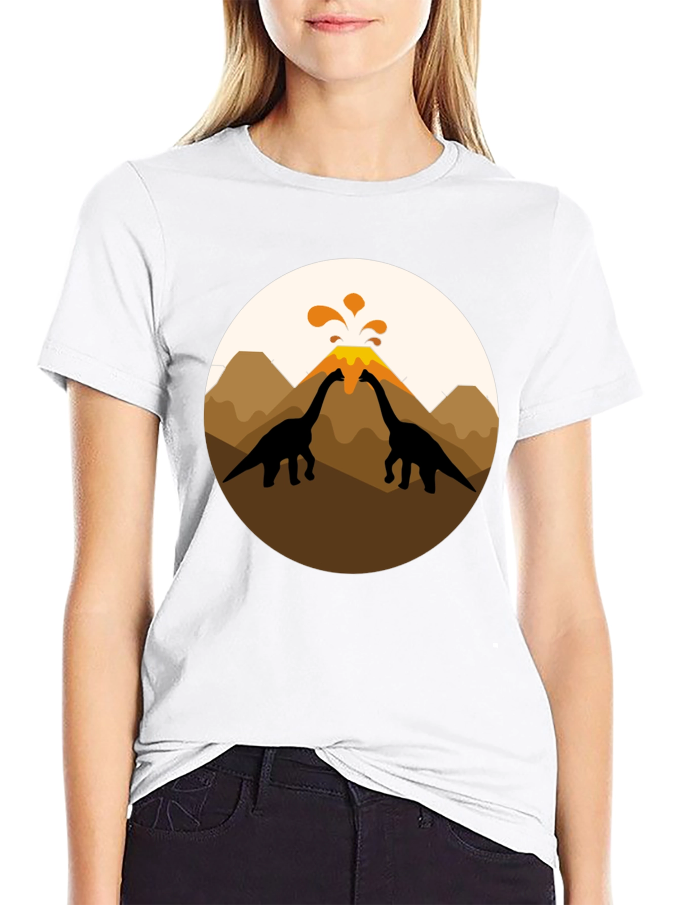 Dinosaur Volcano Graphic Tee - Black T-Shirt