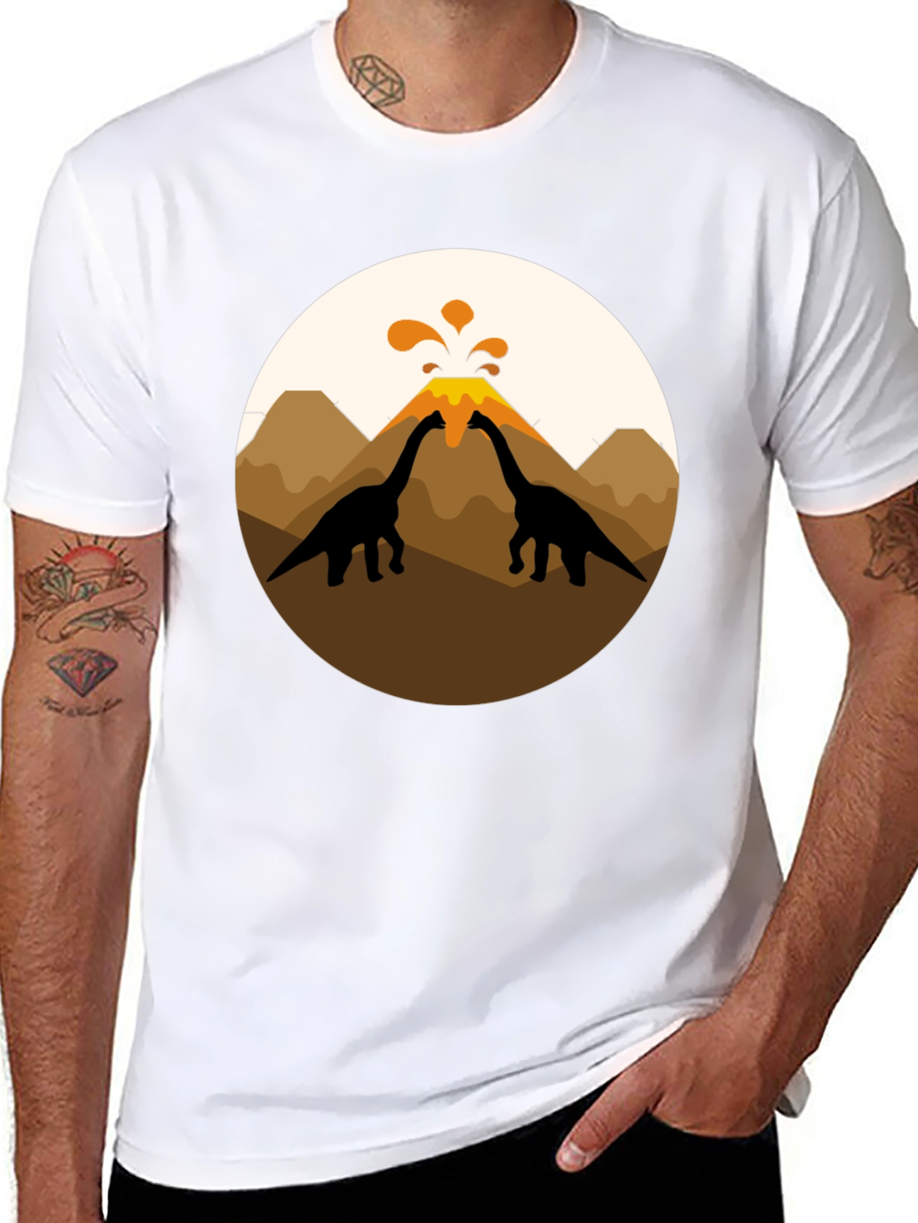 Dinosaur Volcano Graphic Tee - Black T-Shirt
