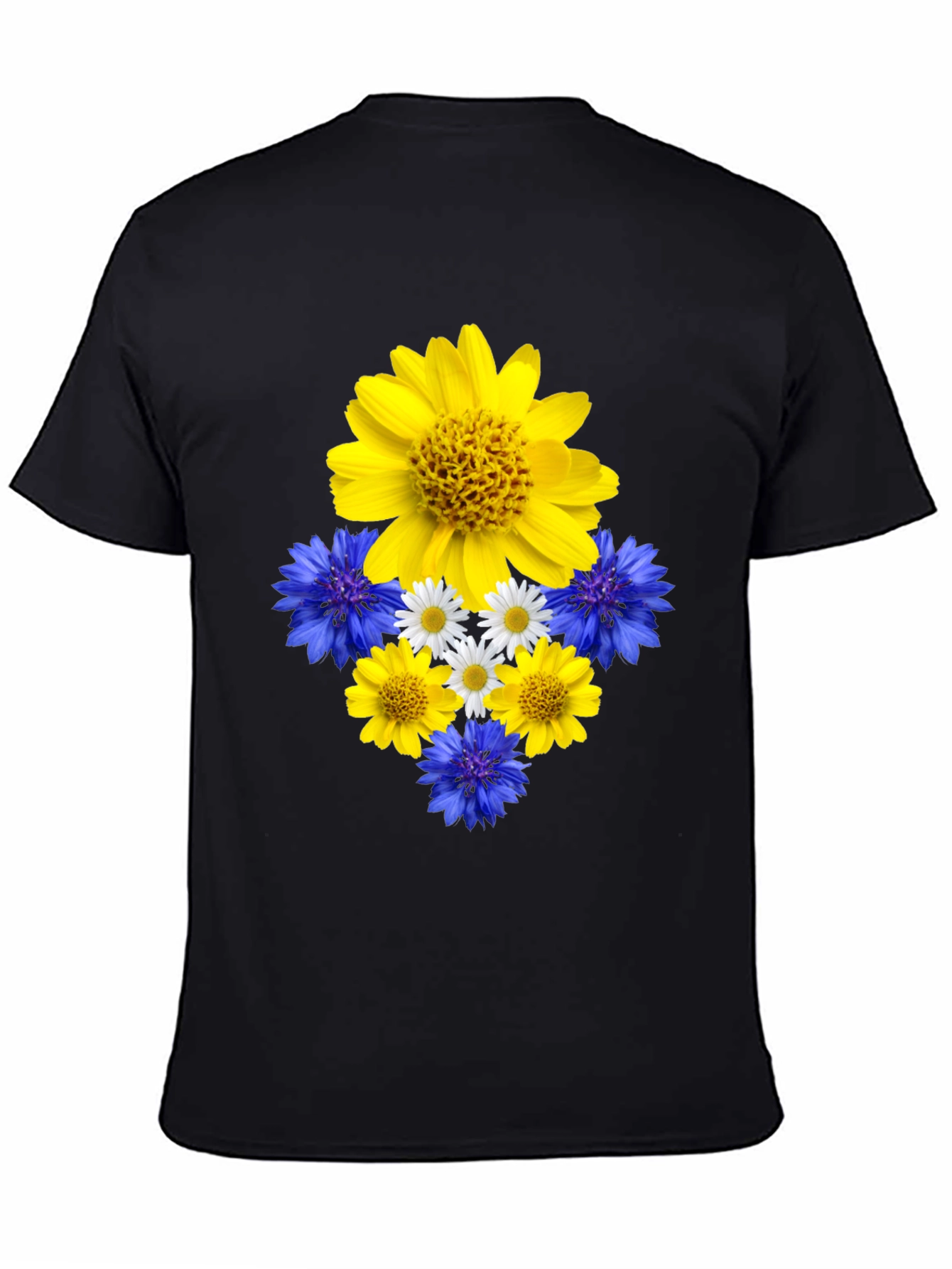 Floral Ukrainian Pride Black T-Shirt