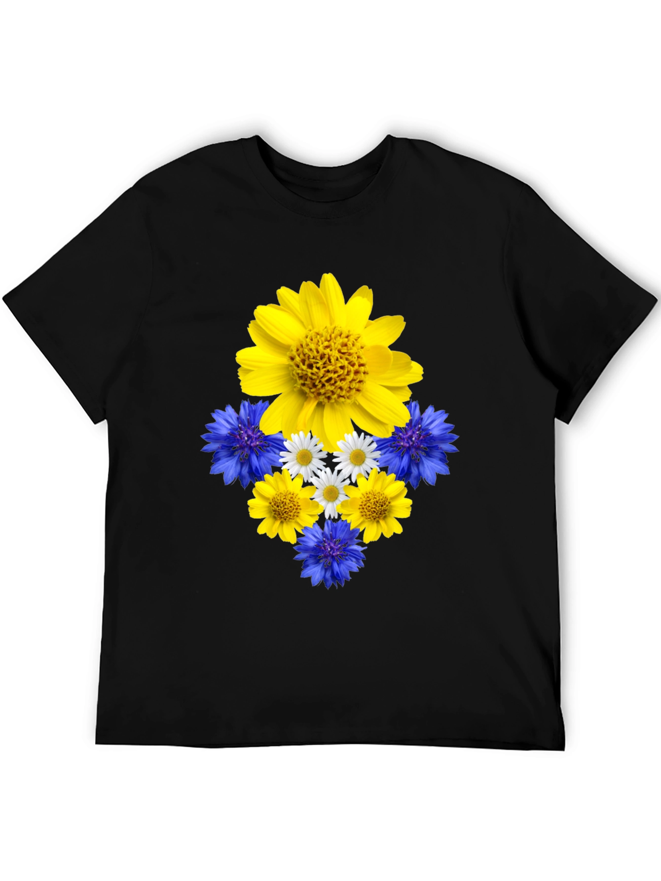 Floral Ukrainian Pride Black T-Shirt