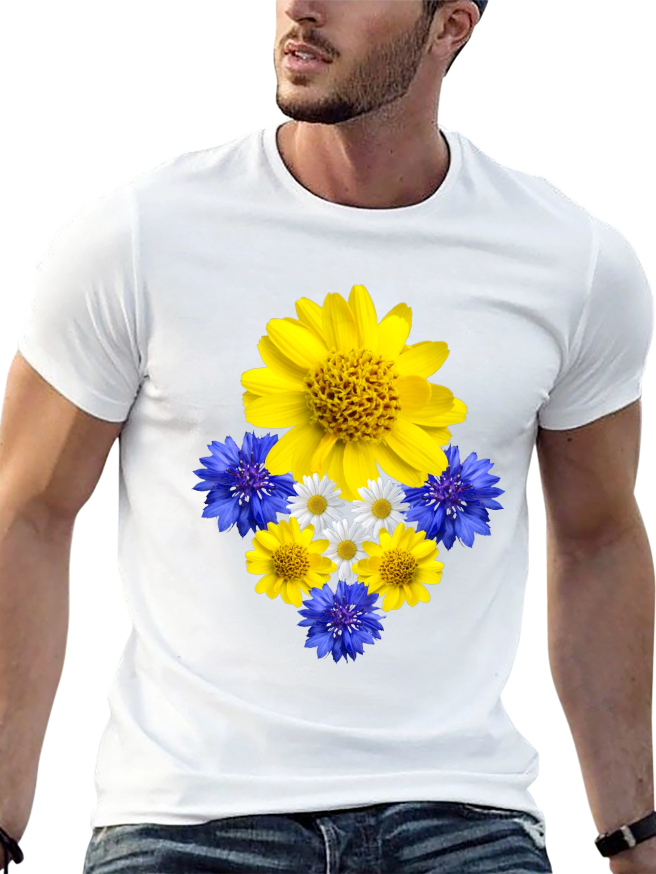 Floral Ukrainian Pride Black T-Shirt