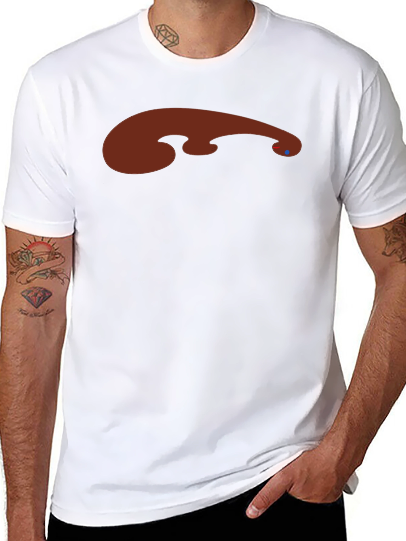 Abstract Brown Graphic Print Black Tee