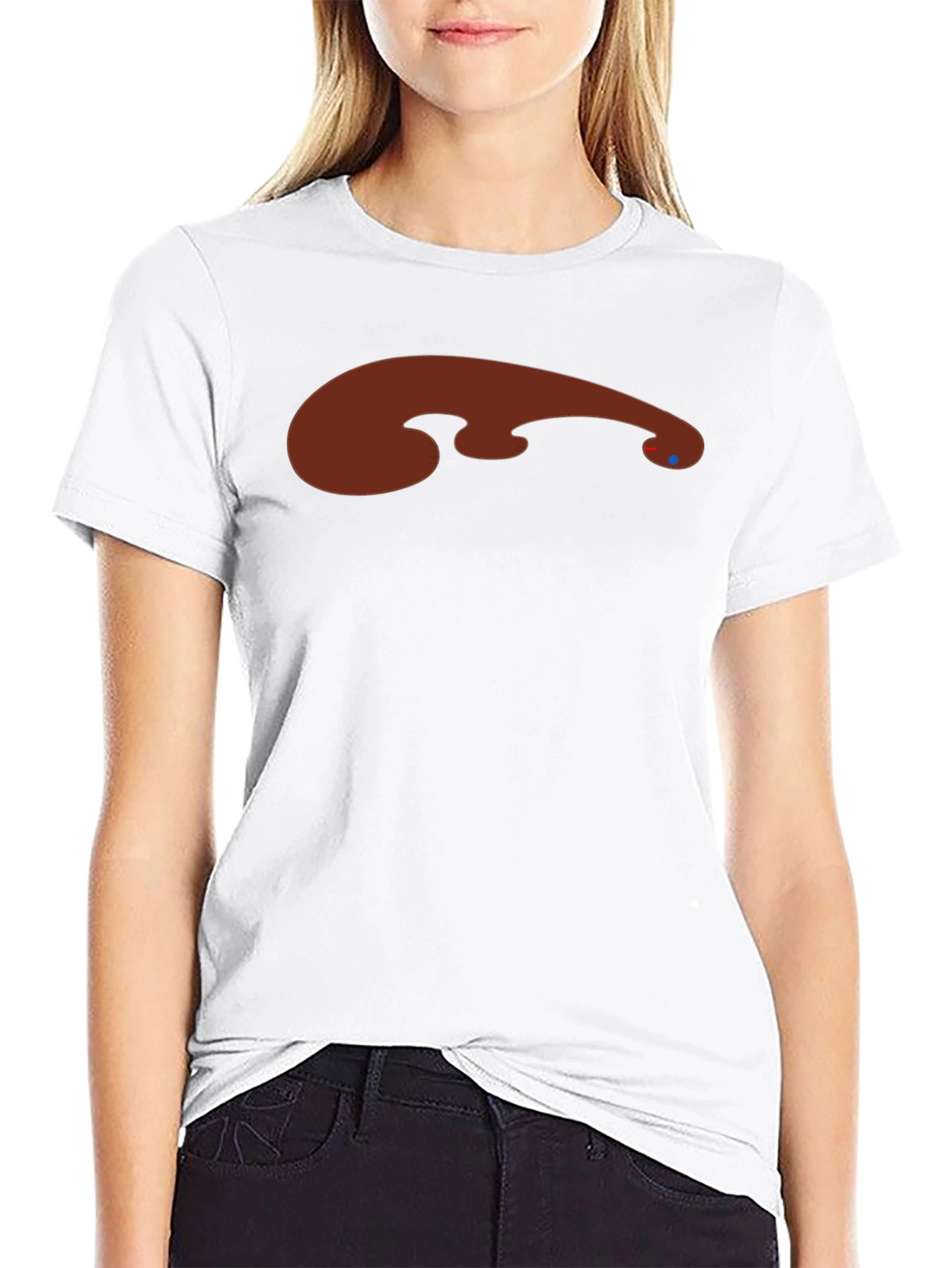 Abstract Brown Graphic Print Black Tee