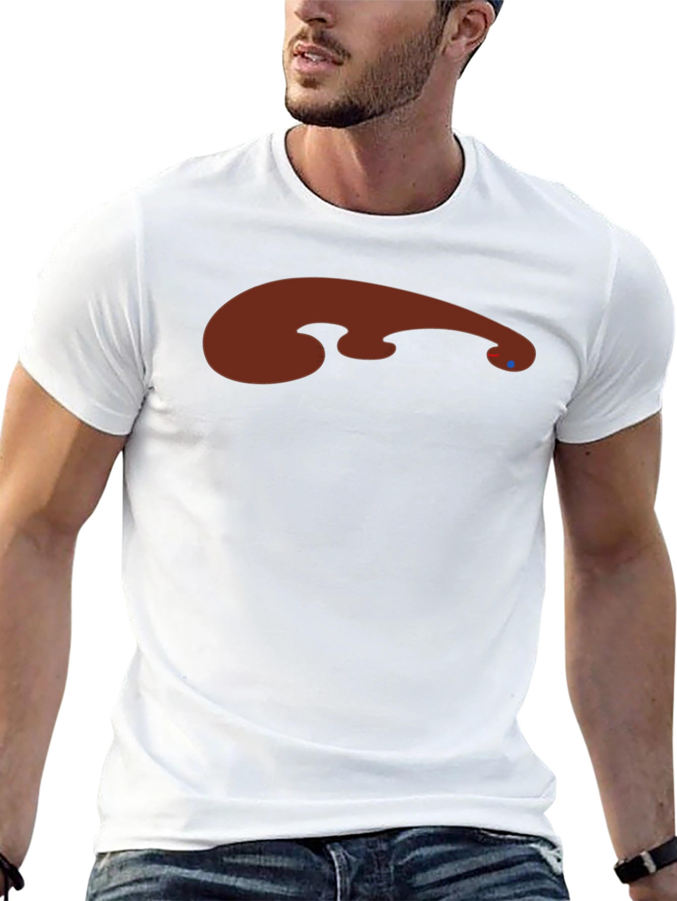 Abstract Brown Graphic Print Black Tee