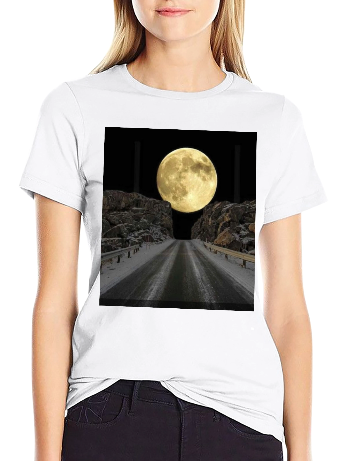 Moonlit Road Graphic T-Shirt - Night Adventure Tee
