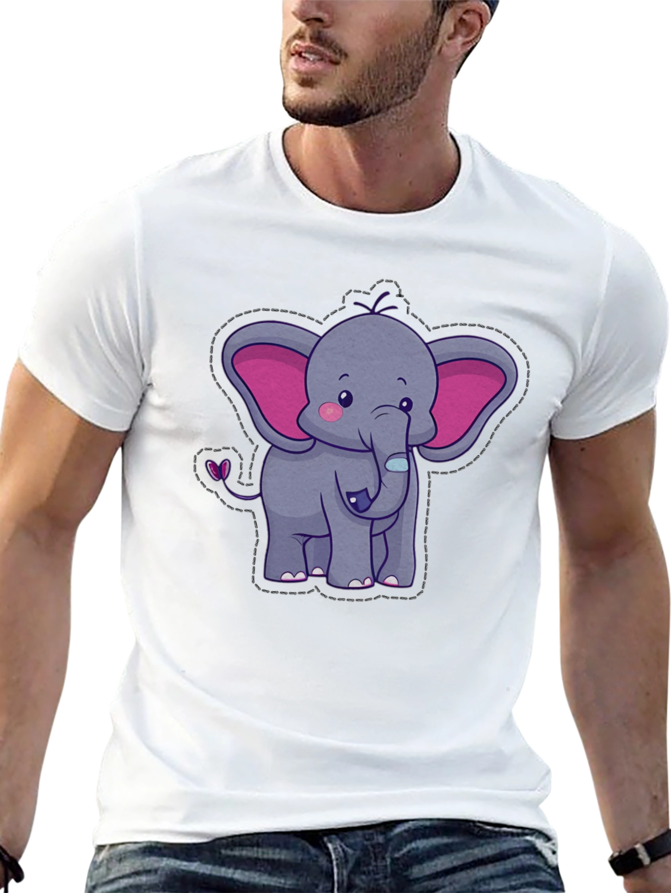 Cute Elephant Graphic Tee - Soft Cotton Blend