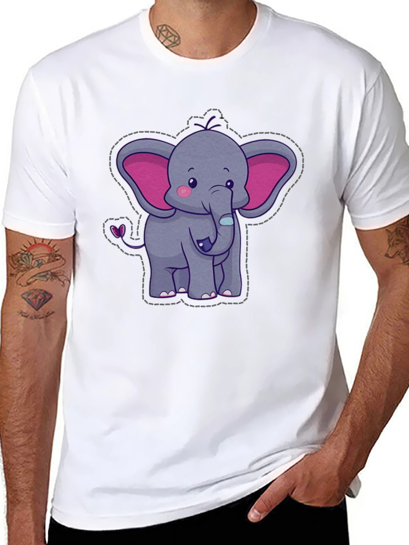 Cute Elephant Graphic Tee - Soft Cotton Blend