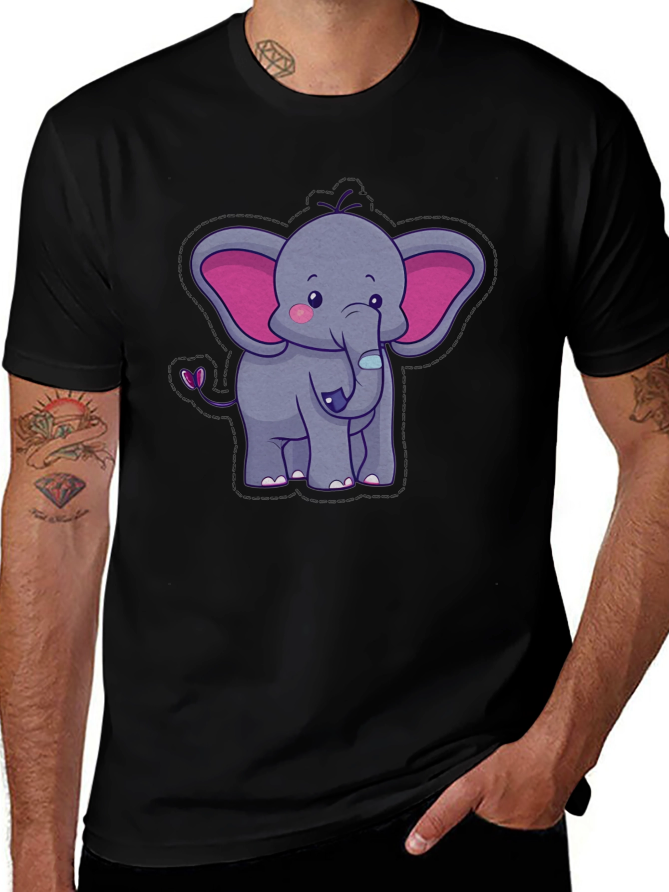 Cute Elephant Graphic Tee - Soft Cotton Blend