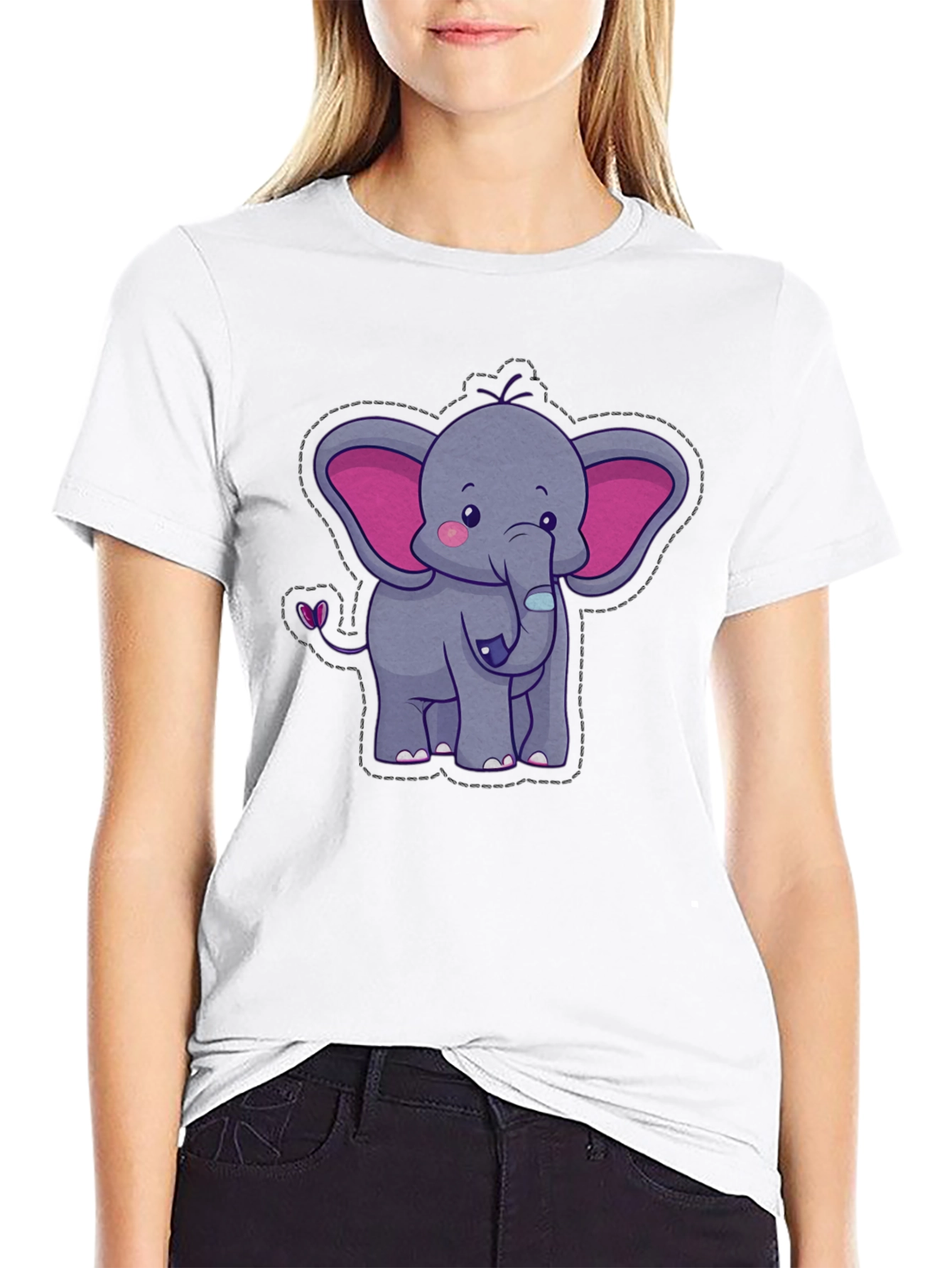 Cute Elephant Graphic Tee - Soft Cotton Blend