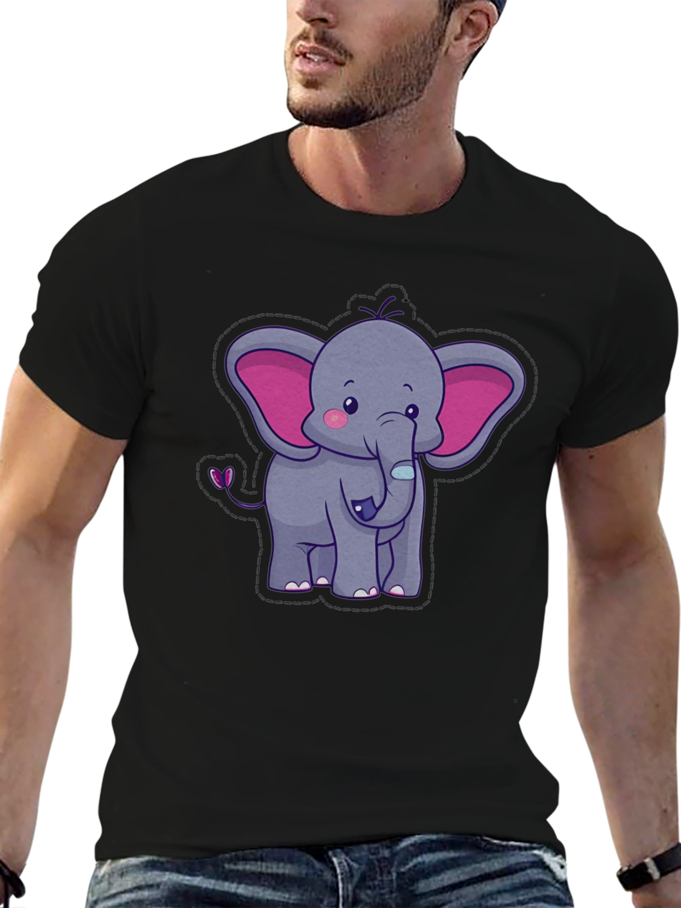Cute Elephant Graphic Tee - Soft Cotton Blend