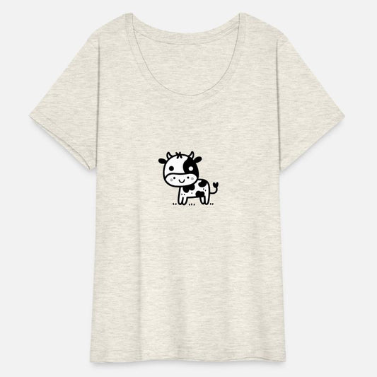 Friendly Stick Figure Cow - Black & White