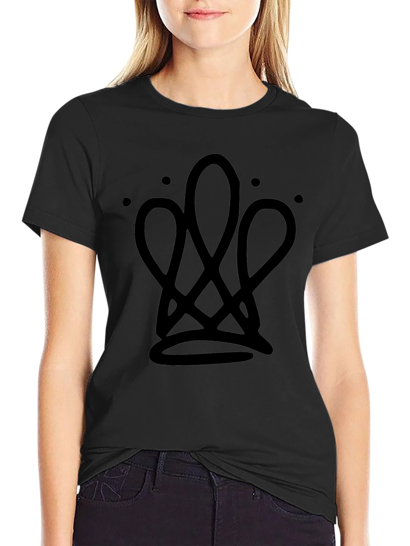 Mens Black Graphic Tee - Crown Design