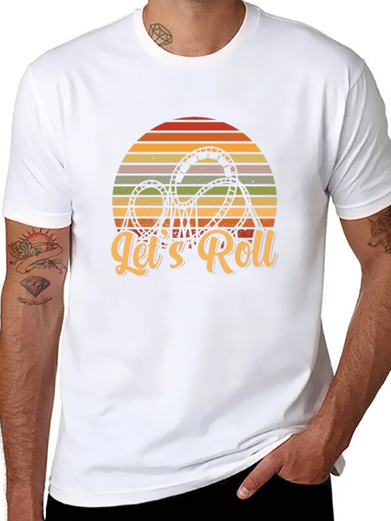 Lets Roll Rollercoaster Retro Graphic Tee