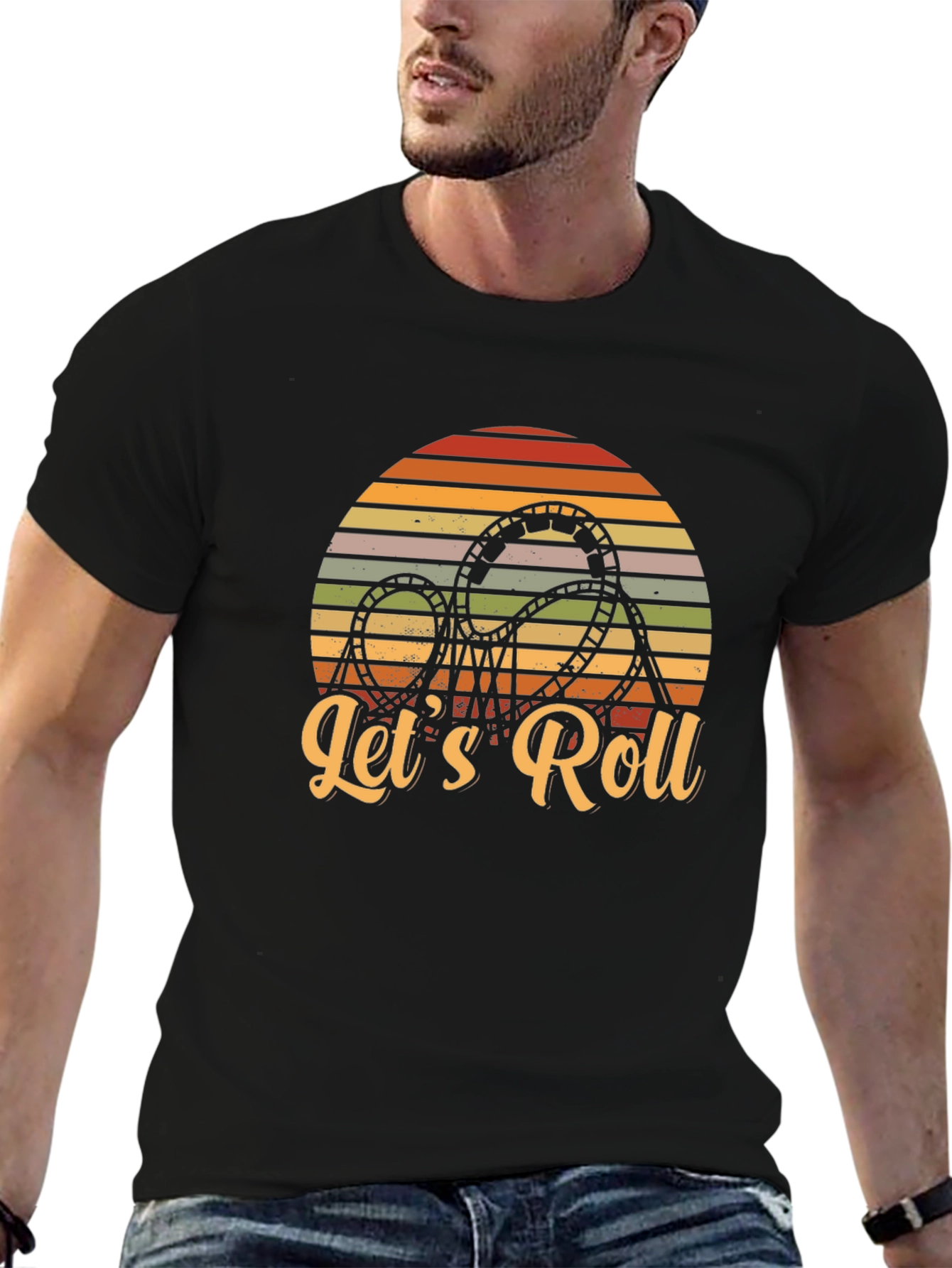 Lets Roll Rollercoaster Retro Graphic Tee