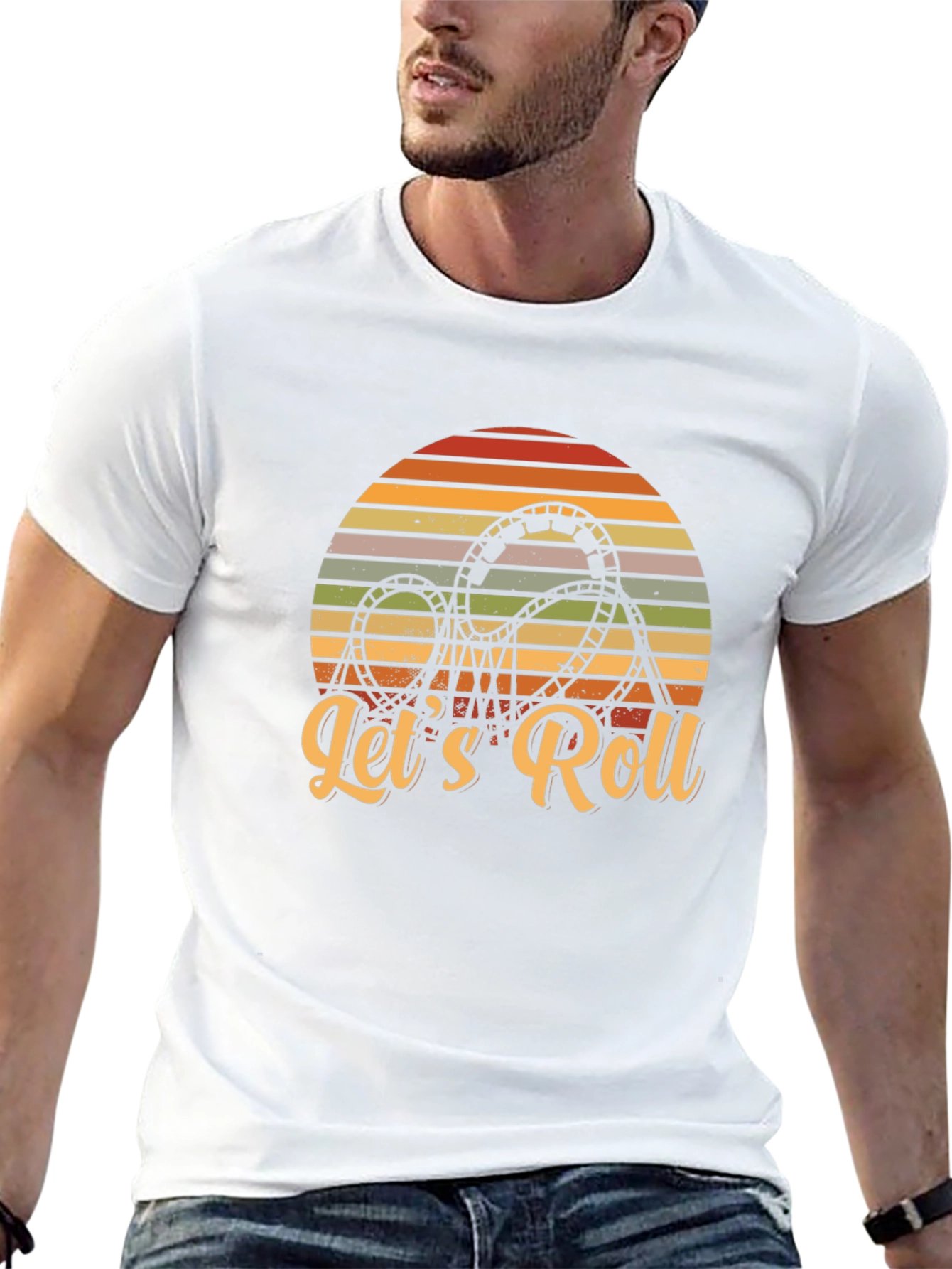 Lets Roll Rollercoaster Retro Graphic Tee