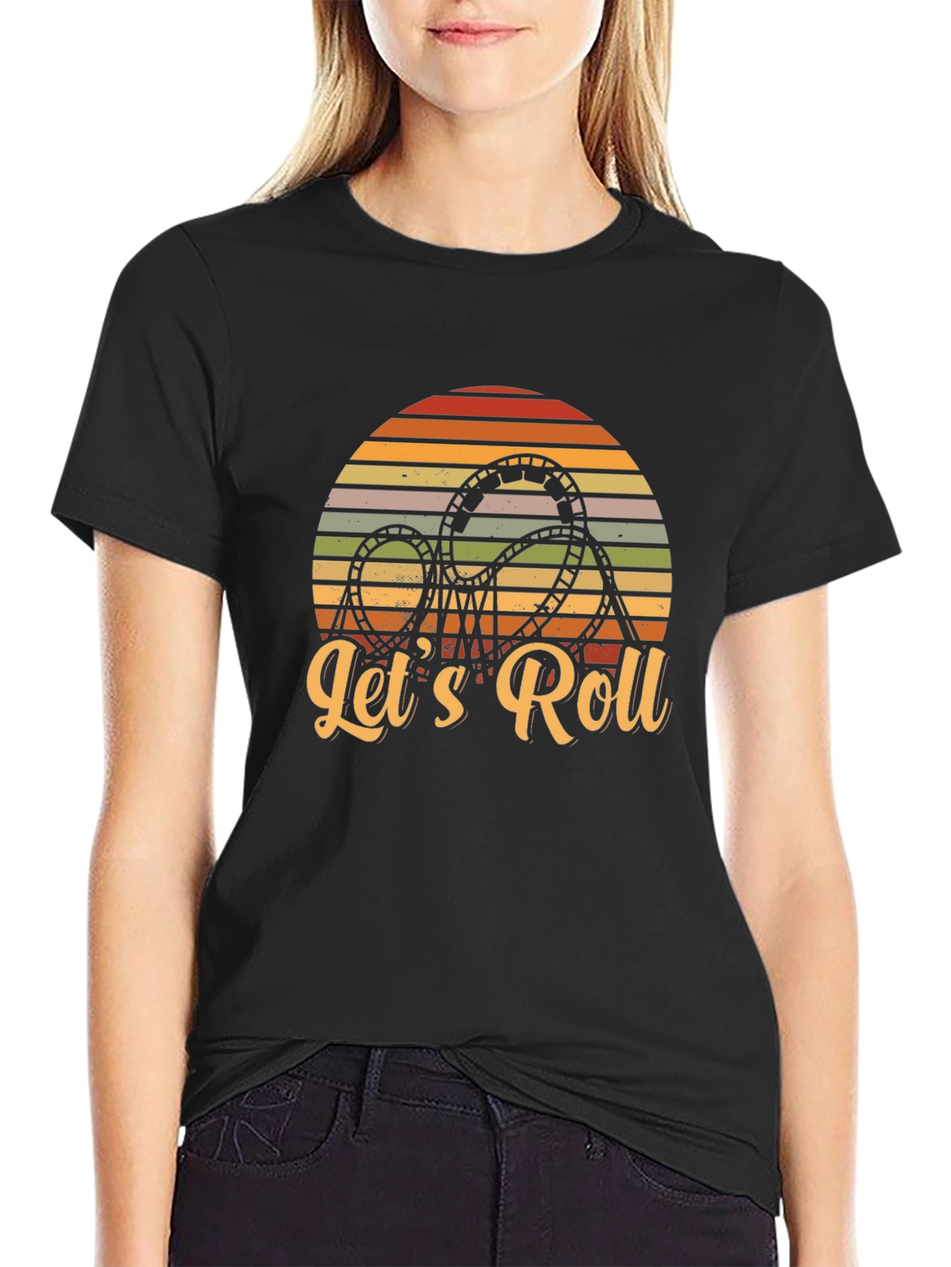 Lets Roll Rollercoaster Retro Graphic Tee