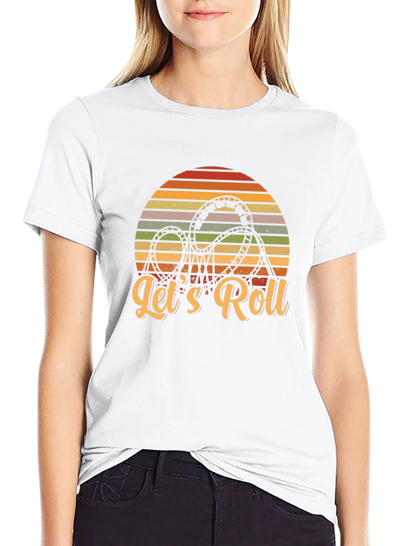 Lets Roll Rollercoaster Retro Graphic Tee