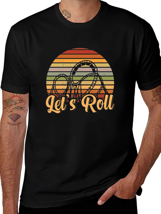 Lets Roll Rollercoaster Retro Graphic Tee