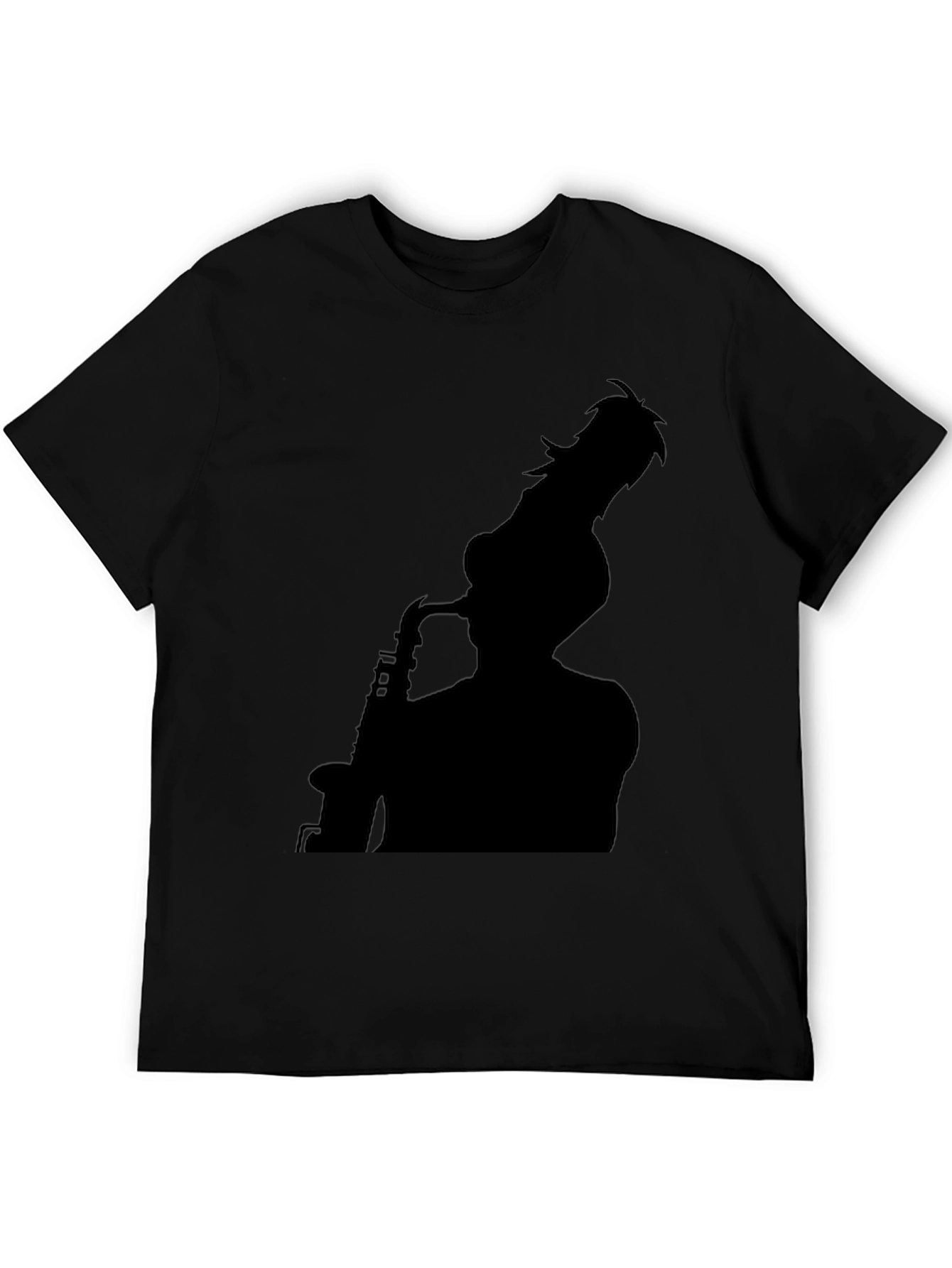 Saxophone Player Silhouette Graphic Tee - Black