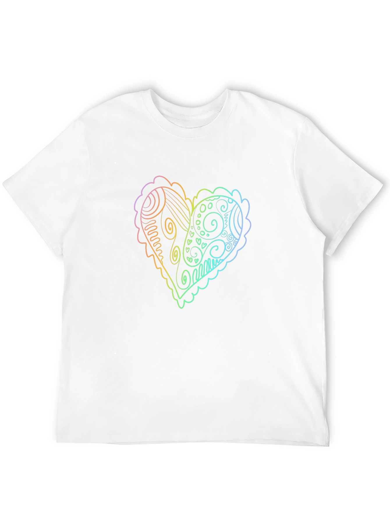 Rainbow Heart Doodle Graphic Tee - Black