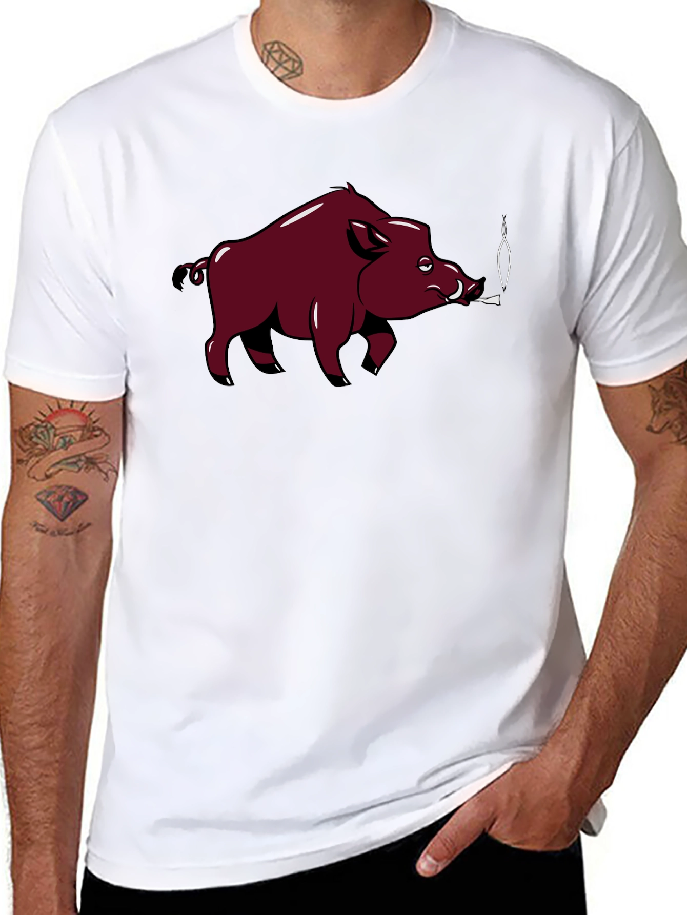 Smoking Hog Graphic Tee - Black