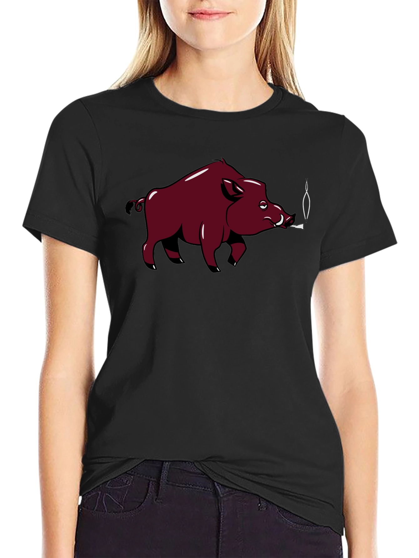 Smoking Hog Graphic Tee - Black