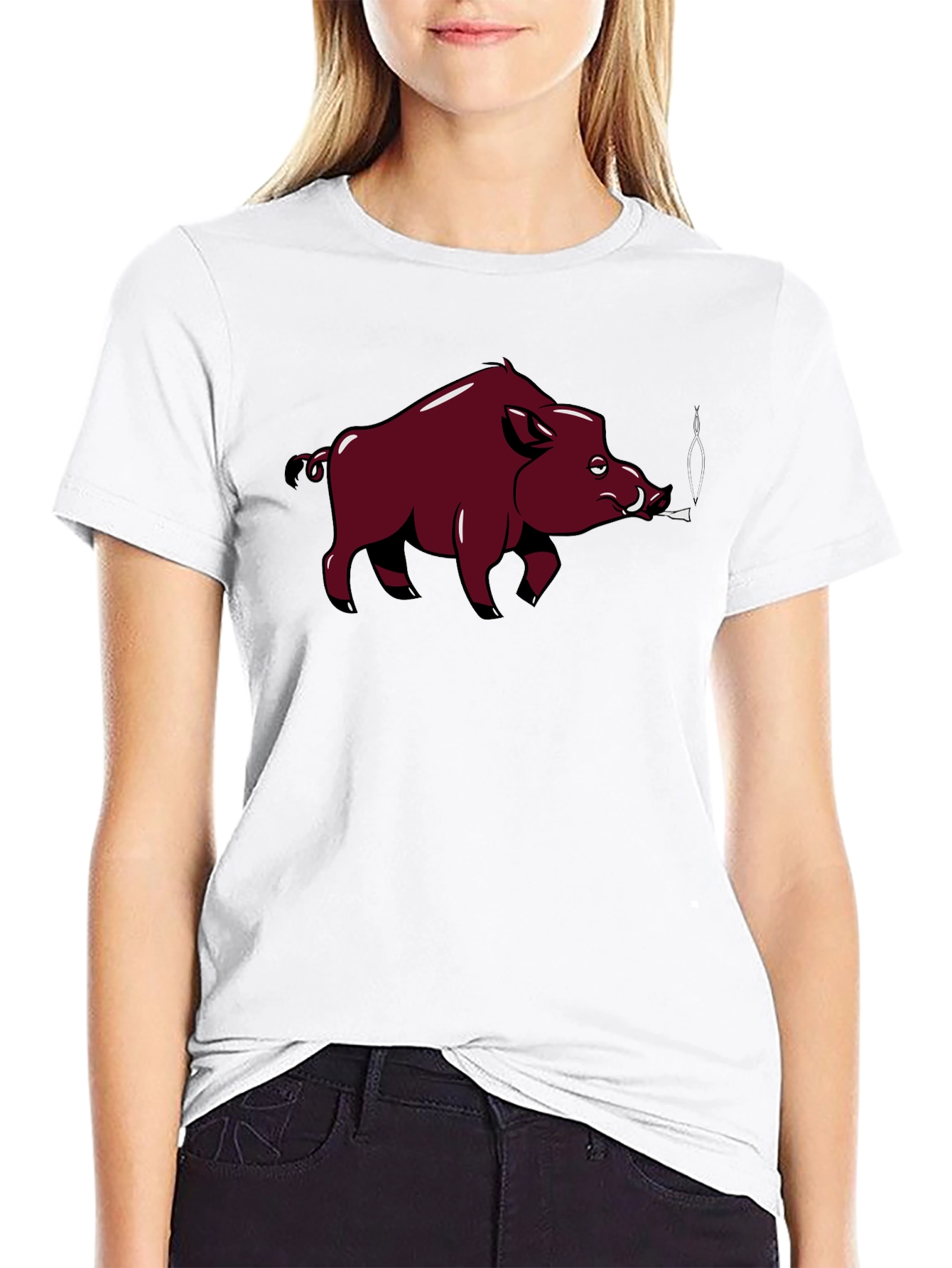 Smoking Hog Graphic Tee - Black