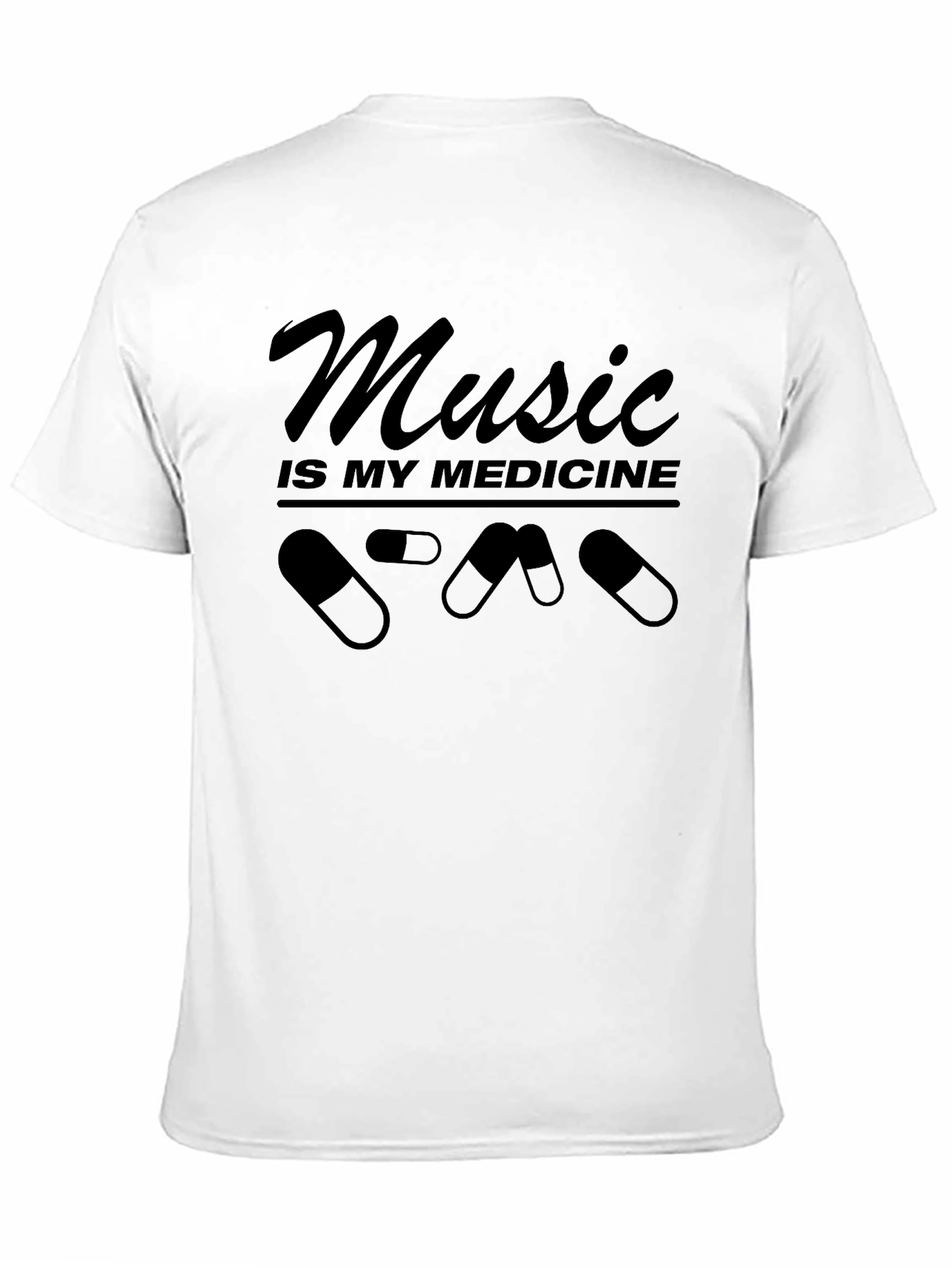 Music is My Medicine Black Graphic T-Shirt