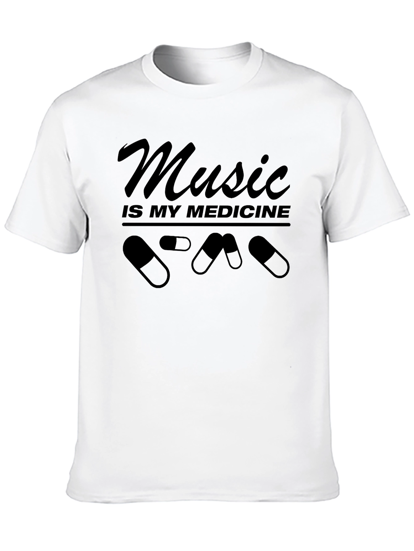 Music is My Medicine Black Graphic T-Shirt