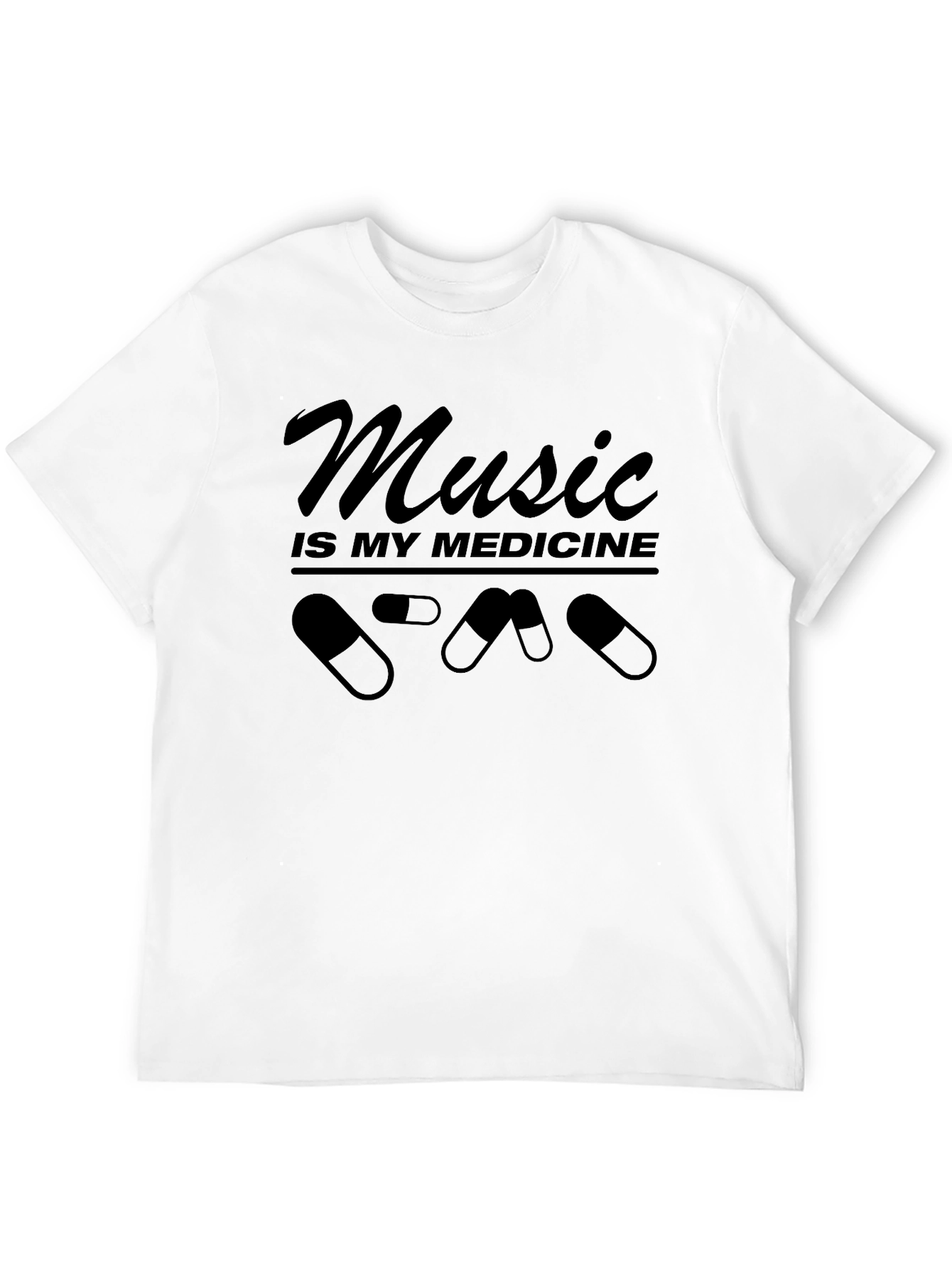 Music is My Medicine Black Graphic T-Shirt