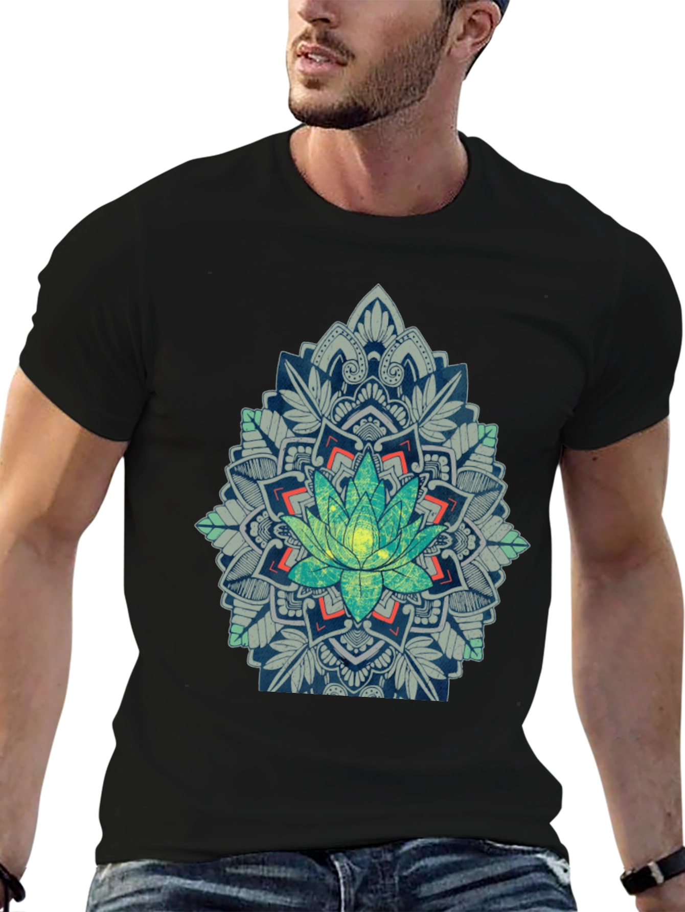 Lotus Mandala Graphic Tee - Black T-Shirt