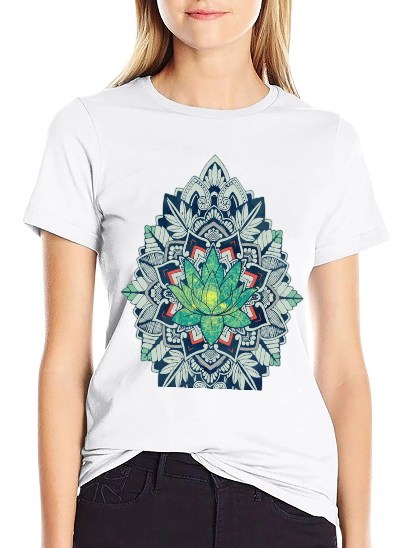Lotus Mandala Graphic Tee - Black T-Shirt