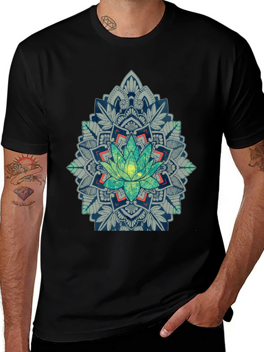 Lotus Mandala Graphic Tee - Black T-Shirt