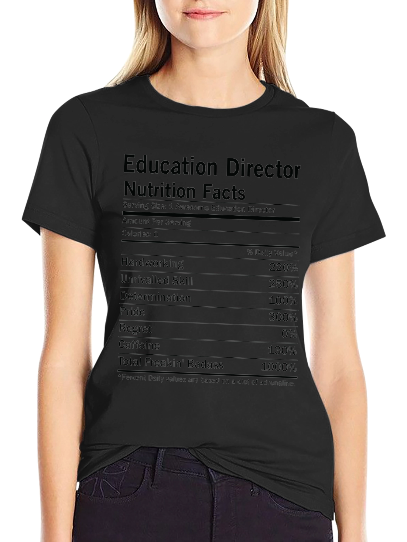 Education Director Nutrition Facts Black T-Shirt