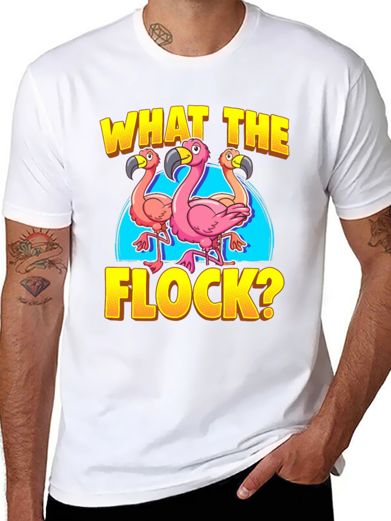 What The Flock? Flamingo Graphic Tee Shirt
