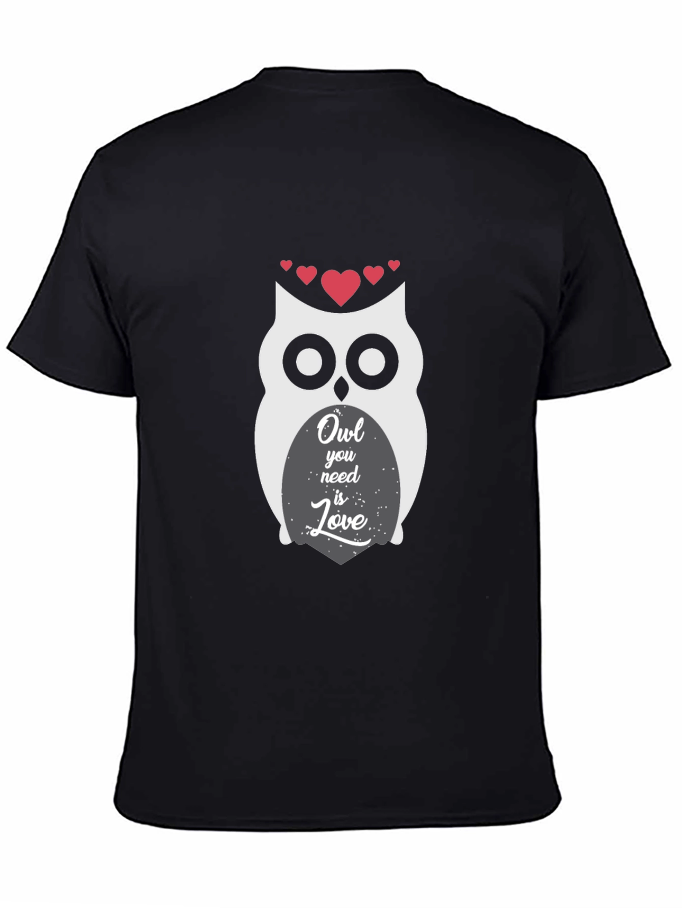 Owl You Need Is Love Graphic Print Black T-Shirt