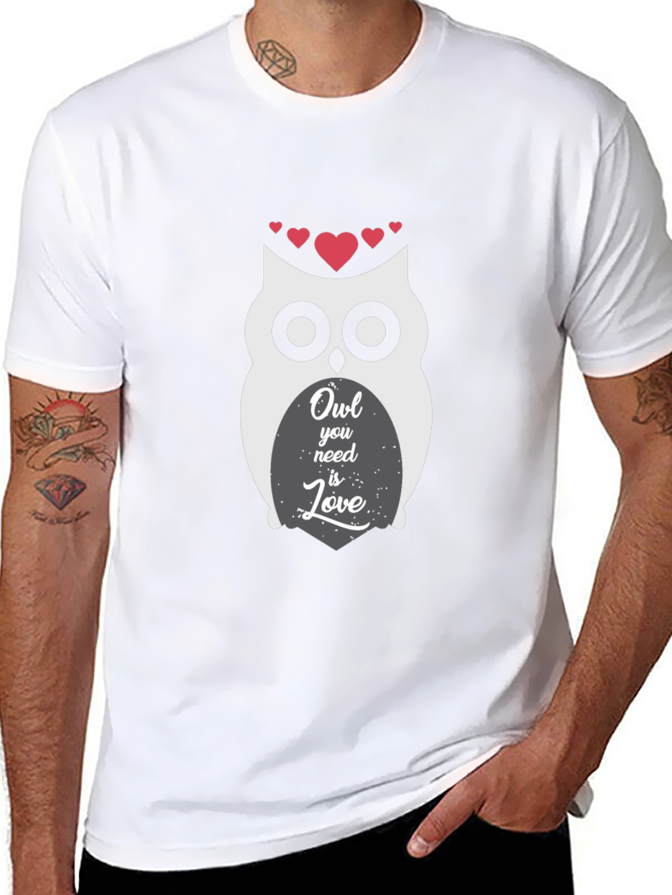 Owl You Need Is Love Graphic Print Black T-Shirt