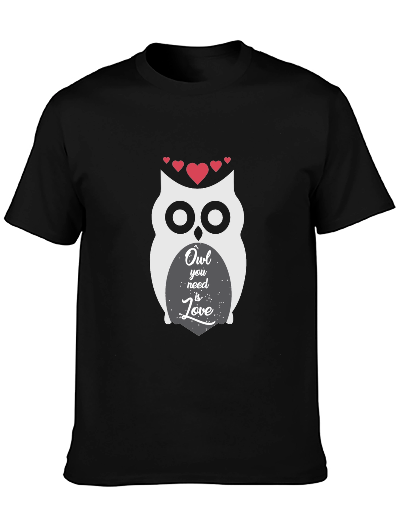 Owl You Need Is Love Graphic Print Black T-Shirt