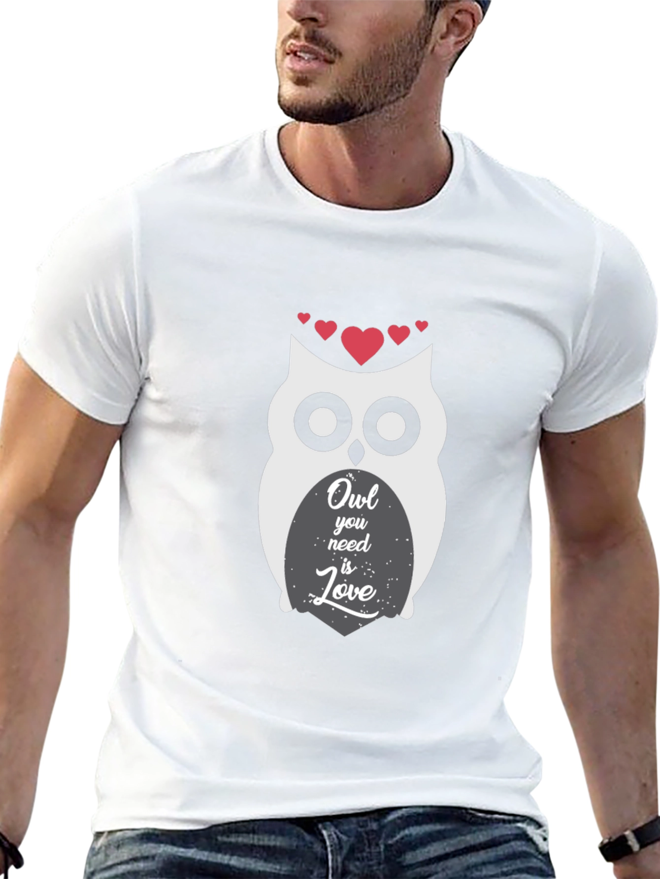 Owl You Need Is Love Graphic Print Black T-Shirt