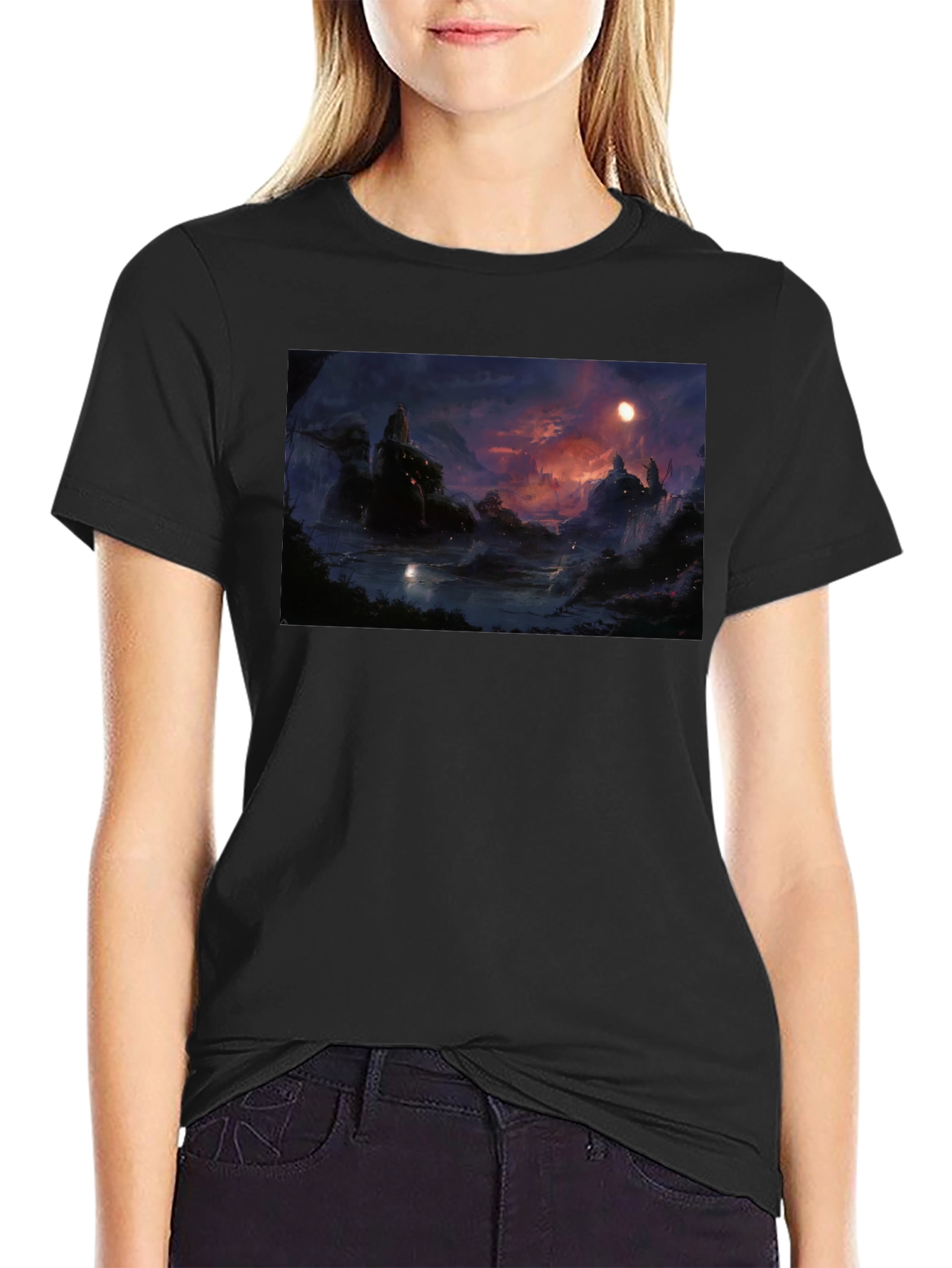 Mystic Landscape Graphic Tee - Black