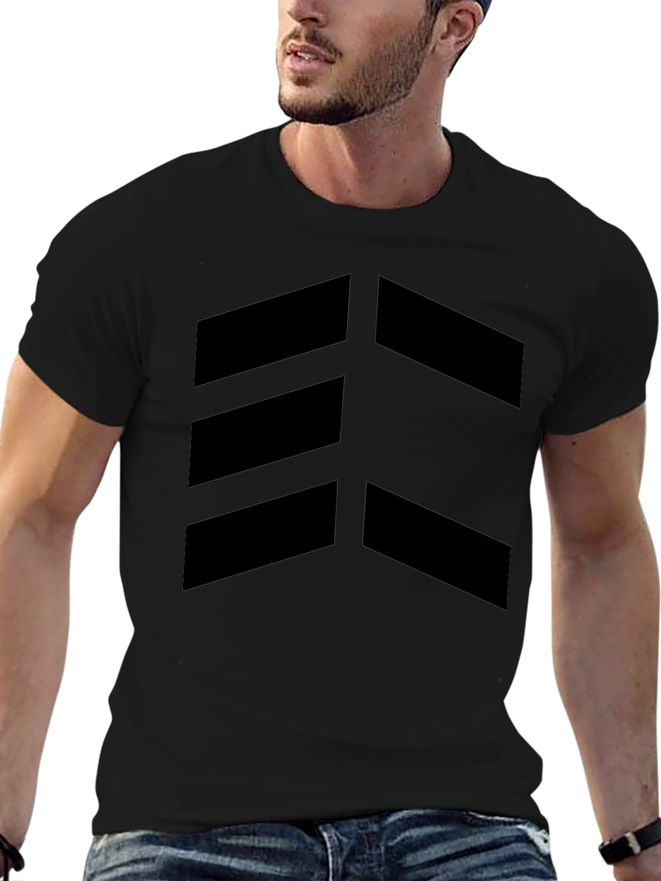 Modern Black T-Shirt with Chevron Design