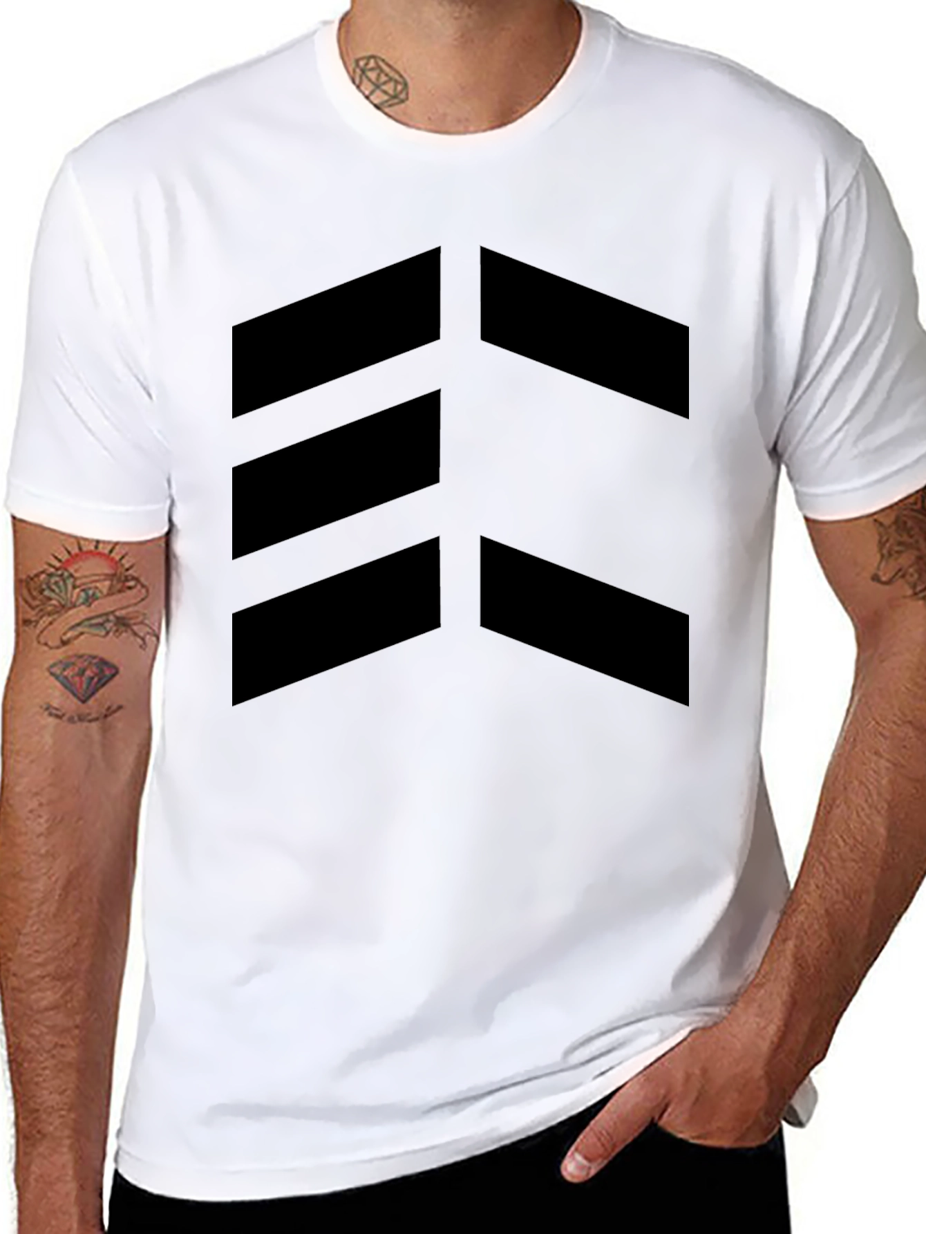 Modern Black T-Shirt with Chevron Design