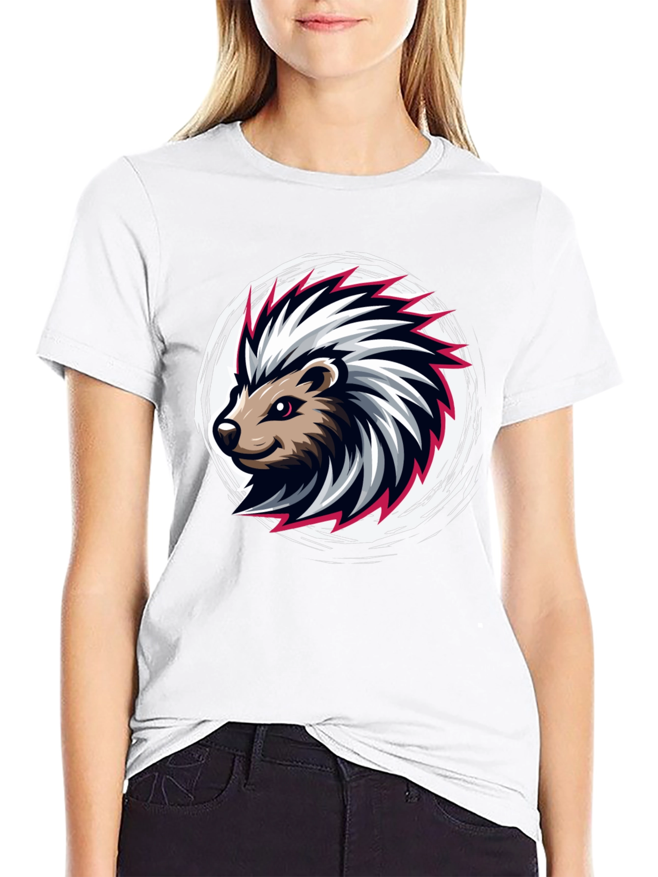 Cool Porcupine Graphic Black T-Shirt