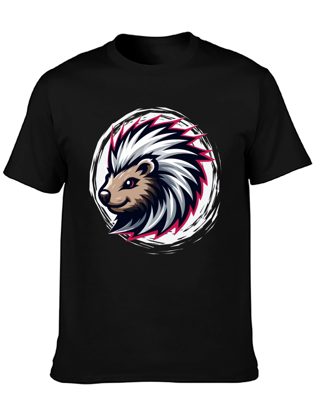 Cool Porcupine Graphic Black T-Shirt