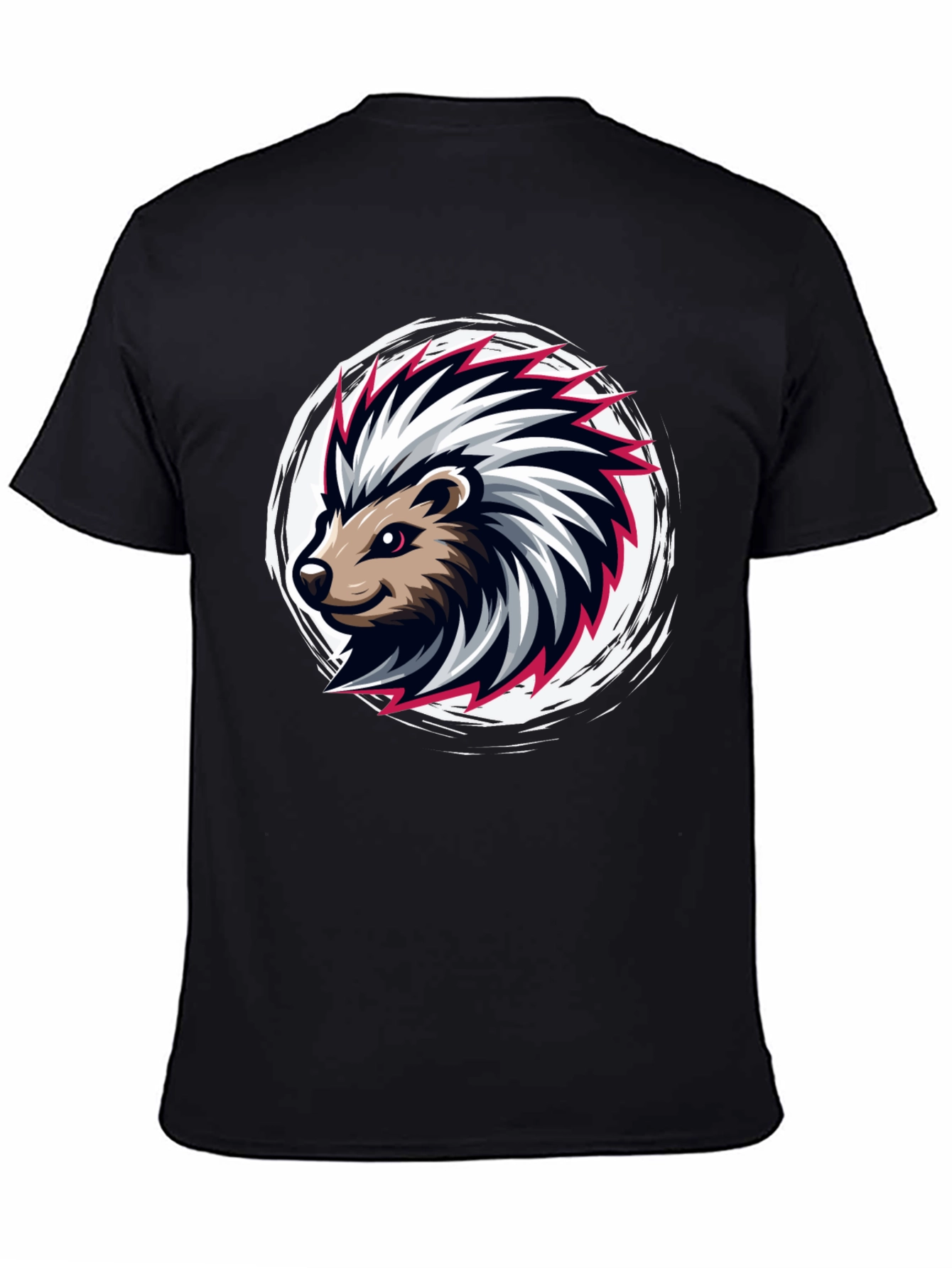 Cool Porcupine Graphic Black T-Shirt