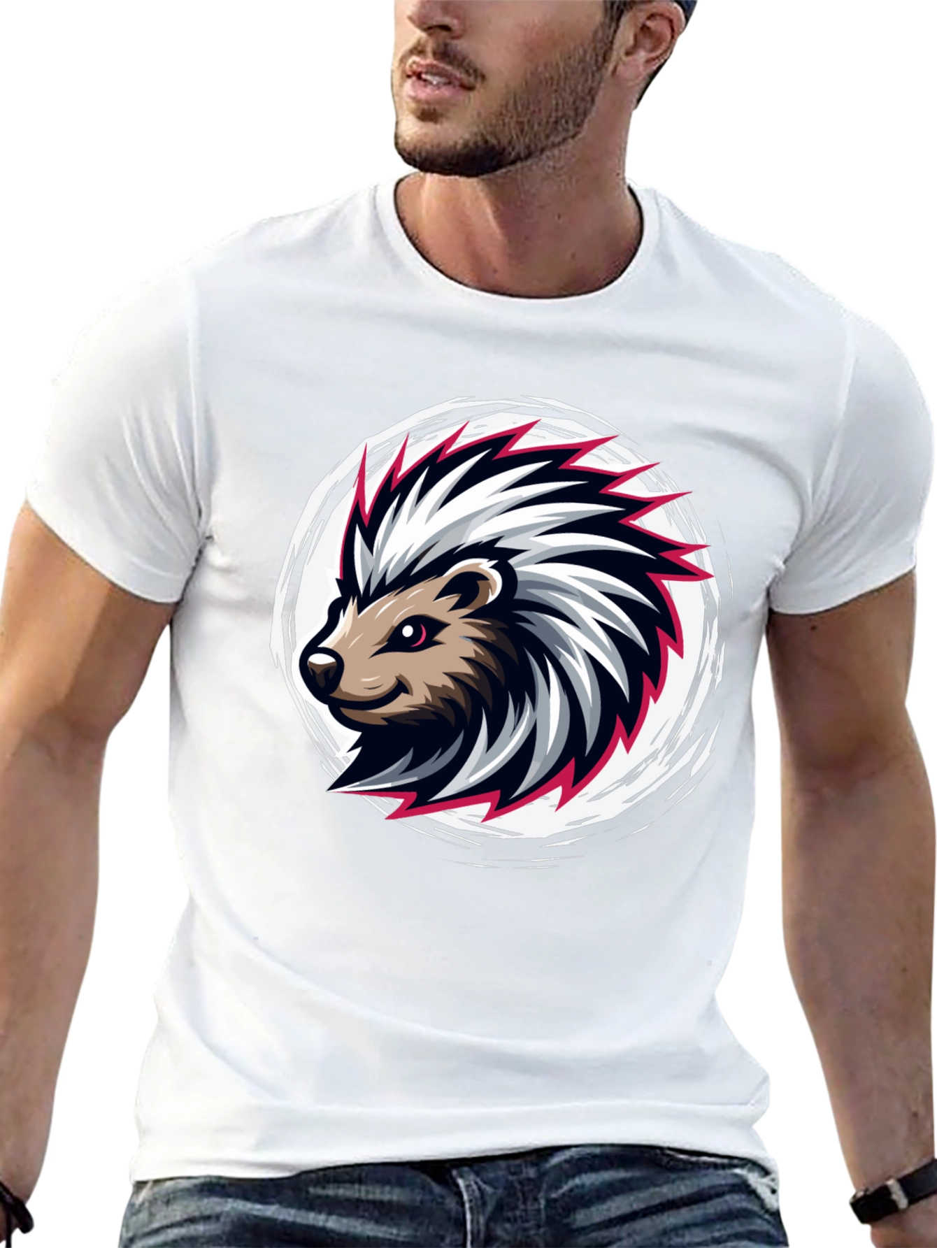 Cool Porcupine Graphic Black T-Shirt