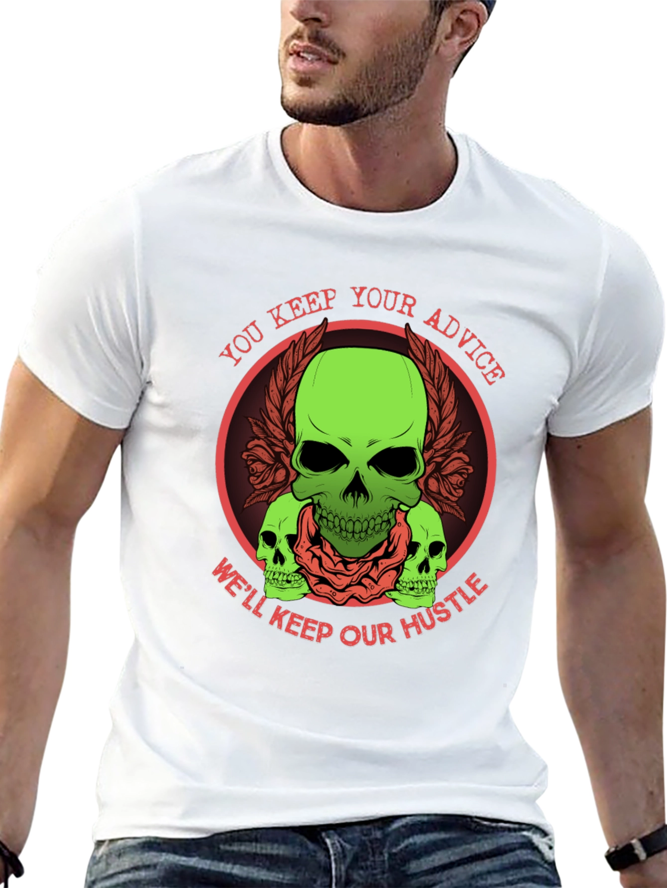 Skull Hustle Graphic Tee - You Keep Your Advice