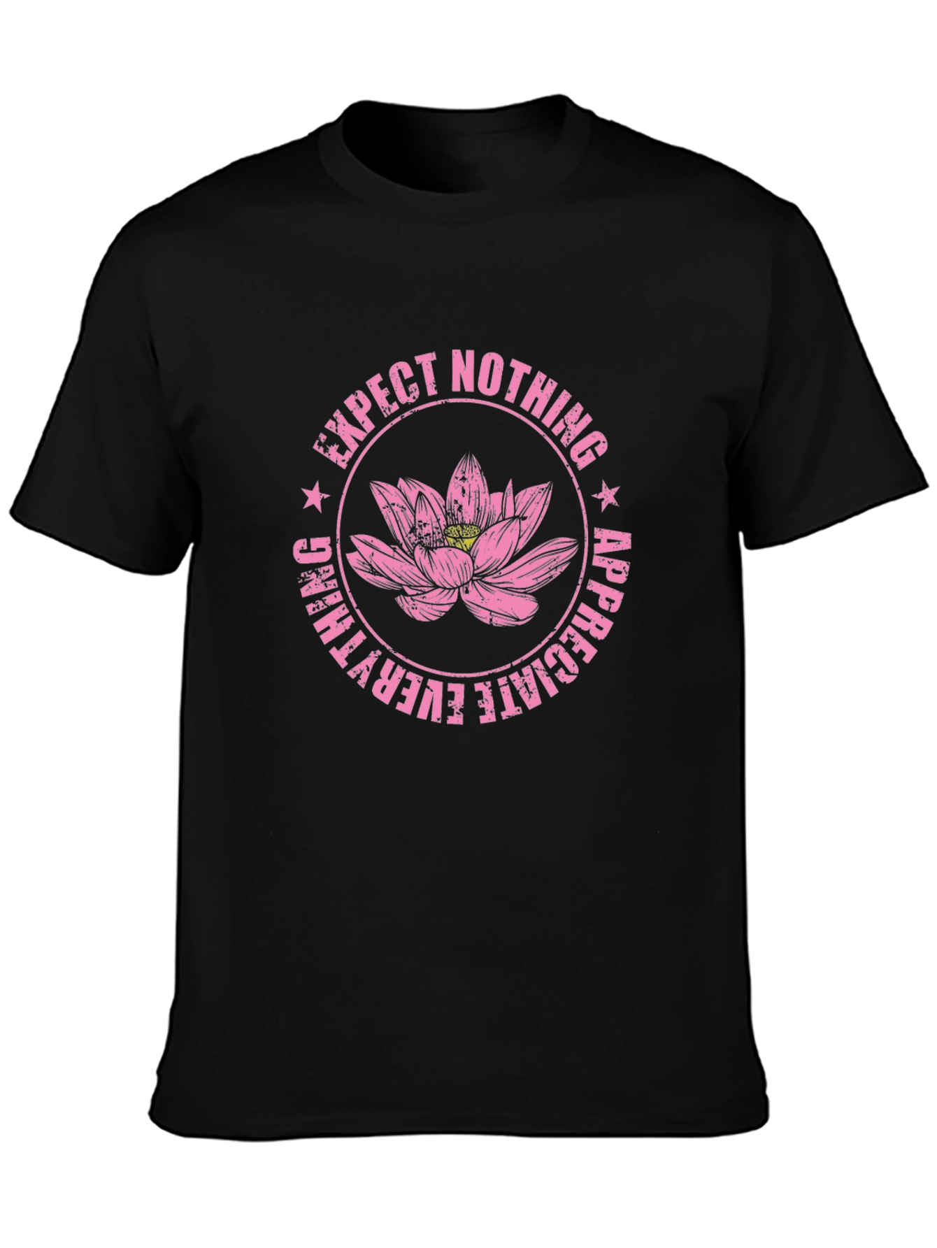 Expect Nothing Lotus Graphic Black T-Shirt