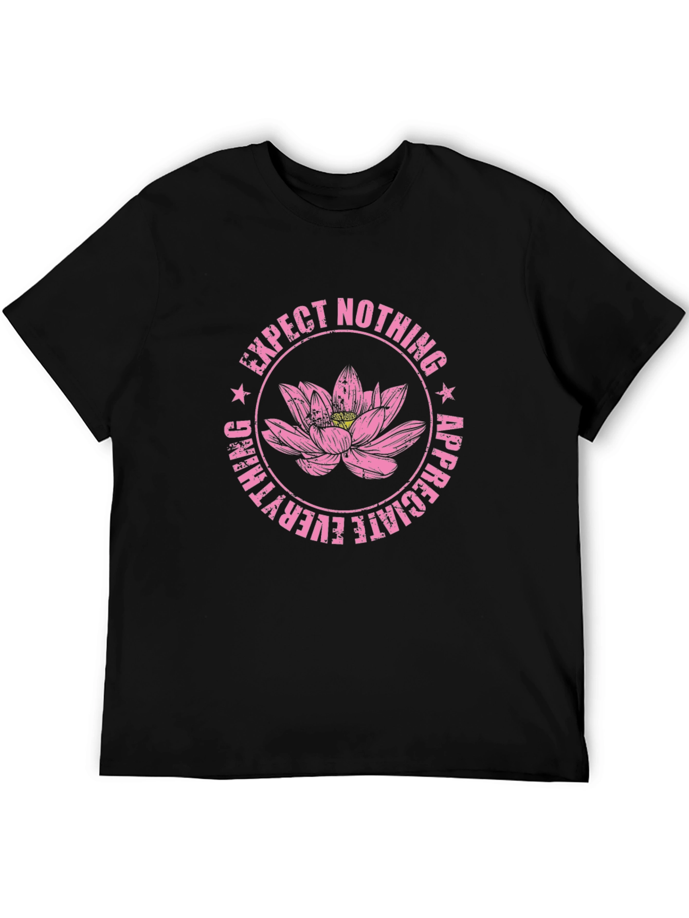 Expect Nothing Lotus Graphic Black T-Shirt