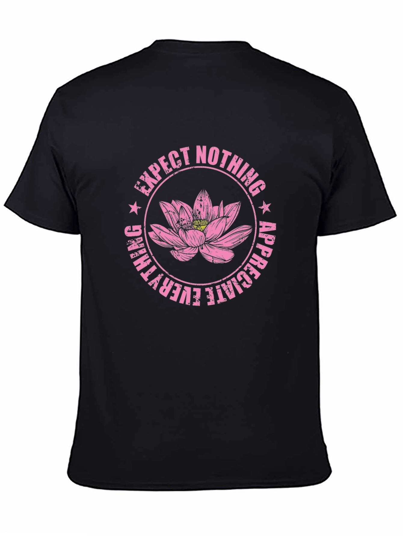 Expect Nothing Lotus Graphic Black T-Shirt